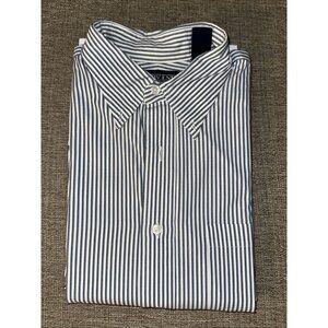 Lands End Long Sleeve Men’s Blue Stripped Button Down Shirt